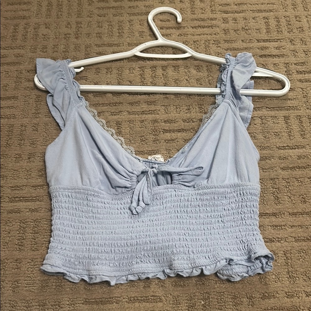 Light Blue Smocked Women's Garage top